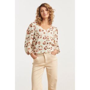 Smashed Lemon - 25164 - Top - Off-white - Animal Print - V-hals
