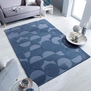 Muratap Moderno india wollen vloerkleed blauw 120 x 170 cm- 120x170cm