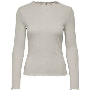 Only - Onlemma Life Ls Glitter Top - T-shirt - Pumice Stone/Silver Gli