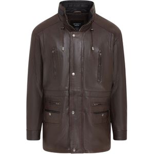 Heren - Winnipeg - Leren Parka Jas - Bruin - Echt Lamsnappaleer