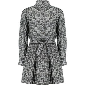 NoBell Meiden jurk maj aop inktprint met plissee rok jet