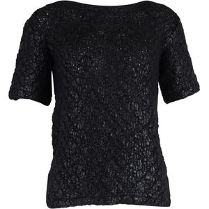 Moncler Maglioni Tricot Girocollo Gebreide Top in Zwarte Wol
