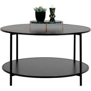 House Nordic Vita salontafel ronde salontafel met zwarte frame en zwarte bladen Ã¸80x45 cm