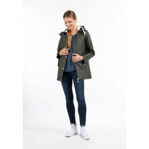 DreiMaster - Regenjas - Donkere Olijf - Geweven Bontvoering