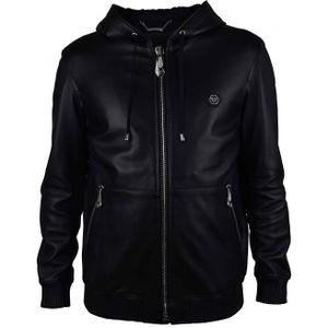 Philipp Plein - Jack met Capuchon - Zwart - Leren Jas