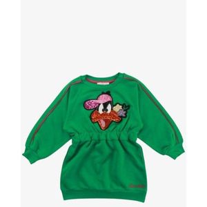 Monnalisa - Sweatjurk - Groen - Met Strass - Daffy Duck