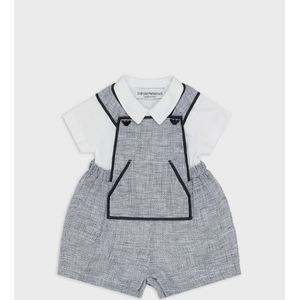 Emporio Armani - Cadeaubox voor Baby's - Wit/Marineblauw - Bodysuit en Tuinbroek