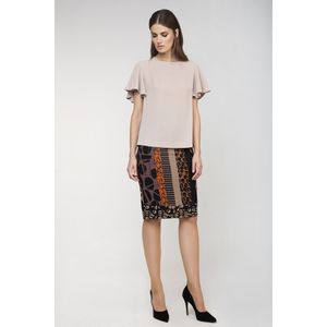 Top - Crêpe Polyester - Korte Mouwen - Ronde Halslijn - A-lijn Silhouet