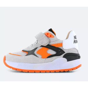 Shoesme Leren Sneakers Grijs/Oranje