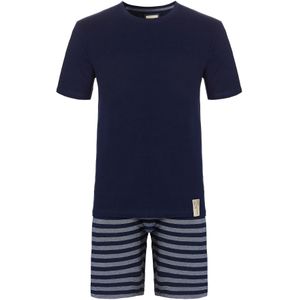 Phil & Co Heren shortama korte pyjama katoen blauw