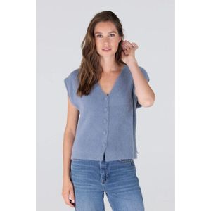 Jansen Amsterdam - Chelsie Pluche Gilet - Blauw - Mouwloos