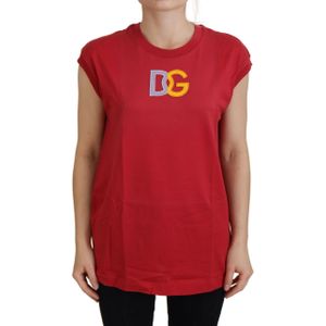 Dolce & Gabbana Rode Katoenen DG Logo Tanktop Dames T-shirt