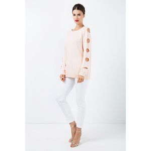 Conquista - Gaten Detail - Abrikoos - Gebreide Trui