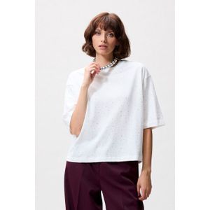 Catwalk Junkie - 25020204 - T-shirt - Off White - Loose Fit - Strass