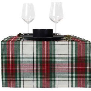 Unique Living tafelloper xmas tartan 45x150cm white