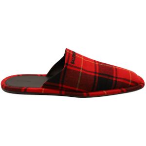 Balenciaga Logo-geborduurde Tartan Flanellen Slippers in Rode Wol