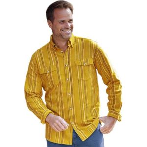 Atlas For Men - Gestreept Flanellen Overhemd - Heren - 100% Katoen