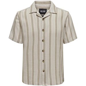 Only & Sons Onstrev reg ss struc 3 stripe shirt ecru dessin