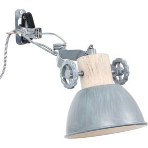 Mexlite Industriële wandlamp klemspot gearwood grijs