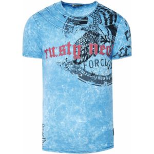 Rusty Neal - T-Shirt - Blauw - 100% Katoen