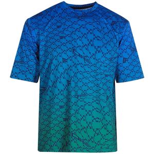 Sport-T-shirt - Gebroken Wit - All-over Pauwblauw - Korte Mouwen