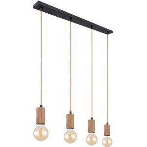 Globo Hanglamp 5-lichts met henneptouw | hout | metaal | | woonkamer | eetkamer