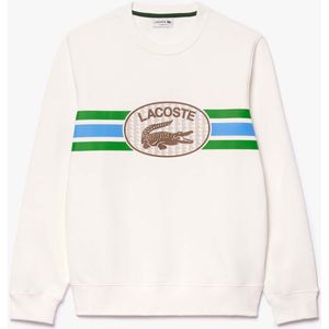 Lacoste - SH1420 - Fleece Sweatshirt - Crème - Loose Fit - Grafische Print
