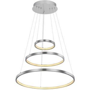 Globo Ronde led hanglamp met drie hangende ringen | Ø 51 cm | nikkel | woonkamer | eetkamer
