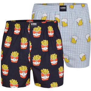 Happy Shorts 2-pack wijde boxershorts bier + friet
