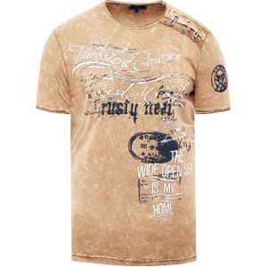 Rusty Neal - Olie-gewassen T-shirt - Heren - Normale Pasvorm - 100% Katoen