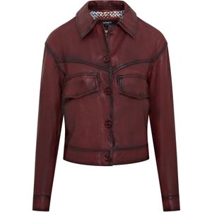 Infinity - Kopervik - Leren Damesjas - Rood - Retro Biker