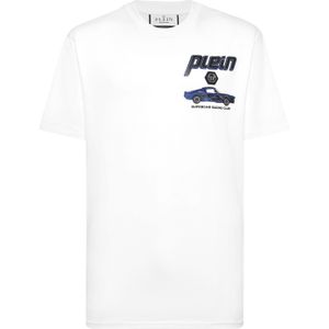Philipp Plein - T-Shirt Round Neck Racing - Wit - Katoen