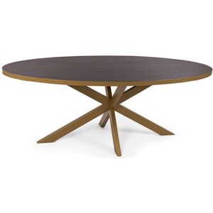 Stalux Ovale eettafel 'mees' 240 x 110cm, kleur goud / bruin hout