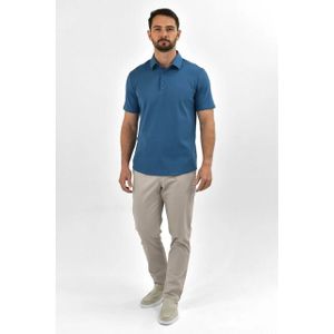 Vercate - Strijkvrij Poloshirt - Royal Blue - Lange Mouwen