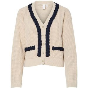 YAS - YASARINA - Gebreid Vest - Crème/Nachtblauw