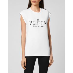 Philipp Plein - T-Shirt Round Neck Iconic - Wit - Oversized T-shirt-jurk - Katoen