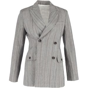 Joseph Houndstooth Dubbelbreasted Blazer in Grijs Wol