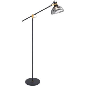 Anne Lighting Industriële vloerlamp - metaal industrieel e27 l: 28cm voor binnen woonkamer eetkamer zwart