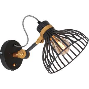 Anne Lighting Landelijke wandlamp - metaal landelijk e27 l: 26cm voor binnen woonkamer eetkamer zwart