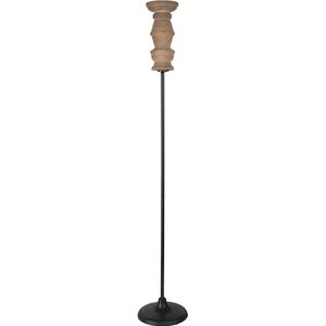 Clayre & Eef Kandelaar 88 cm Zwart Bruin Hout Ijzer Kaarsenhouder