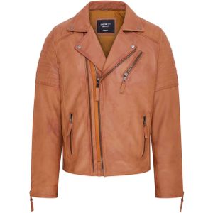 Brando - Fagernes - Leren Bikerjack - Zwart - Dubbele Rits