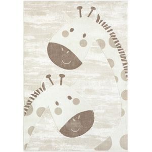 Tapijtenloods Mara Giraffe Vloerkleed Kinderkamer Creme Laagpolig Tapijt- 120x160 CM