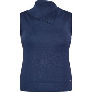 Dreimaster - Slipover - Marine - Mouwloos - Elegante Sjaalkraag