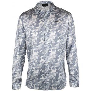 Philipp Plein - Overhemd - Grijs - Katoen en Elastaan - Militaire Print