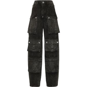 Philipp Plein - Denim Cargo Broeken Srtass - Zwart - Dames