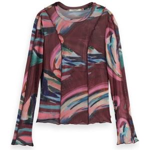 Scotch & Soda - Longsleeve All over Print - Bordeaux - Dames