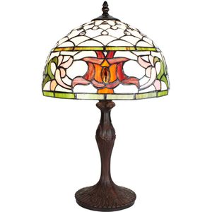 LumiLamp Tiffany tafellamp Ø 30x49 cm groen glas rond tiffany bureaulamp