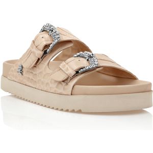 Philipp Plein - Croco Printed - Sandalen - Beige - Kalfsleer - Platte Zool