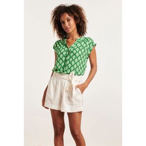 Smashed Lemon 24317 gedurfde grasgroen grafisch geprinte blouse