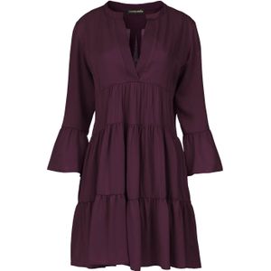 A-lijn Jurk - Donker Bordeaux - Geplooide Naden - Driekwart Klokmouwen